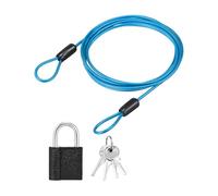 PATIKIL 1 Set 2.5mm Safety Cable Wire, 1.5m Double Loop Heavy Duty Steel PVC Coated Loop Cable Braided Wire Rope Security Chain Lanyard with Lock for Outdoor Travel Home Luggage, Blue