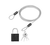 PATIKIL 1 Set 2.5mm Safety Cable Wire, 1.5m Double Loop Heavy Duty Steel PVC Coated Loop Cable Braided Wire Rope Security Chain Lanyard with Lock for Outdoor Travel Home Luggage, Silver