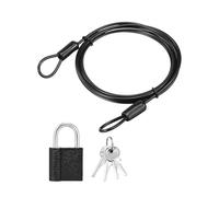 PATIKIL 1 Set 2.5mm Safety Cable Wire, 1.5m Double Loop Heavy Duty Steel PVC Coated Loop Cable Braided Wire Rope Security Chain Lanyard with Lock for Outdoor Travel Home Luggage, Black