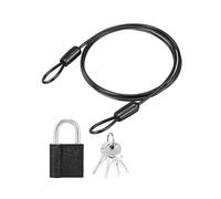 PATIKIL 1 Set 2.5mm Safety Cable Wire, 1m Double Loop Heavy Duty Steel PVC Coated Loop Cable Braided Wire Rope Security Chain Lanyard with Lock for Outdoor Travel Home Luggage, Black