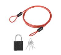 PATIKIL 1 Set 2.5mm Safety Cable Wire, 1m Double Loop Heavy Duty Steel PVC Coated Loop Cable Braided Wire Rope Security Chain Lanyard with Lock for Outdoor Travel Home Luggage, Red