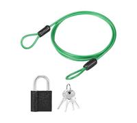 PATIKIL 1 Set 2.5mm Safety Cable Wire, 1m Double Loop Heavy Duty Steel PVC Coated Loop Cable Braided Wire Rope Security Chain Lanyard with Lock for Outdoor Travel Home Luggage, Green