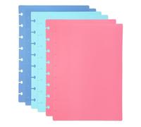 PATIKIL 1 Set Discbound Notebook Cover, 8.5 x 6 A5 Letter Size PP Disc Planner Cover for Notebook Planner Office Product, Pink/Blue/Green