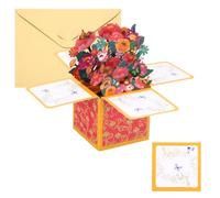PATIKIL 1 Set Greeting Card, Pop-Out Birthday Card Thank You Card Flower Butterfly with Greeting Card and Envelope for Women Girl Gift Friend, Yellow Colorful
