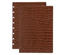 PATIKIL 1 Set Leather Discbound Notebook Cover, 6.3" x 8.66" A5 Size Disc Planner Cover for Disc Notebook Office Product, Crocodile Pattern Brown