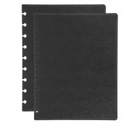 PATIKIL 1 Set Leather Discbound Notebook Cover, 7.6" x 9.57" Medium Size Disc Planner Cover for Disc Notebook Office Product, Black
