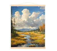 PATIKIL 1 Set Magnetic Poster Hanger Frame 16 Inch Wooden Magnet Picture Hangers Frames Wide Hanging Kit for Photos, Pictures, Artwork, Maps, Wood Color