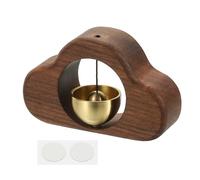 PATIKIL 1 Set Shopkeepers Bell, Wood Door Chime Hanging Door Bell Self-adhesive Hanging Jingle Bells for Door Opening Business When Entering Refrigerator Car, Brown, Clouds