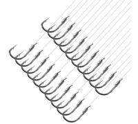 PATIKIL 1# Small Fishing Hooks with 45cm Line, 20Pcs 0.28x0.16 Inch Double Hook Rigs with Barbs Fishing Hook on Nylon Line for Freshwater, Silver Tone