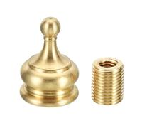 PATIKIL 1" Tall Brass Lamp Finials Cap Knob, 1 Set, Gold Tone, Dual-threaded, 1/4-27, Brass, Class 2B, 18mm x 25mm, Lamp Accessory