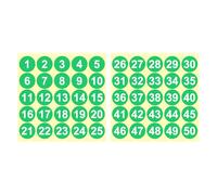 PATIKIL 1 to 50 Number Stickers 1.5 Inch / 38mm, Consecutive Vinyl Round Labels Self-Adhesive Dot Colored Decals for Inventory Classification Storage Box Organizing, Green