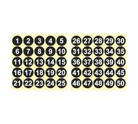 PATIKIL 1 to 50 Number Stickers 1.5 Inch / 38mm, Consecutive Vinyl Round Labels Self-Adhesive Dot Colored Decals for Inventory Classification Storage Box Organizing, Black
