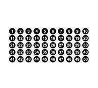 PATIKIL 1 to 50 Number Stickers 1 Inch, Consecutive Vinyl Round Labels Self-Adhesive Dot Colored Decals for Inventory Classification Storage Box Organizing, Black