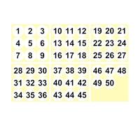 PATIKIL 1 to 50 Number Stickers 3 Inch / 75mm, Consecutive Vinyl Round Labels Self-Adhesive Dot Colored Decals for Inventory Classification Storage Box Organizing, White