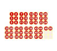 PATIKIL 1 to 50 Number Stickers 4 Inch / 100mm, Consecutive Vinyl Round Labels Self-Adhesive Dot Colored Decals for Inventory Classification Storage Box Organizing, Red