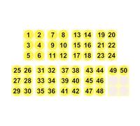 PATIKIL 1 to 50 Number Stickers 4 Inch / 100mm, Consecutive Vinyl Round Labels Self-Adhesive Dot Colored Decals for Inventory Classification Storage Box Organizing, Yellow