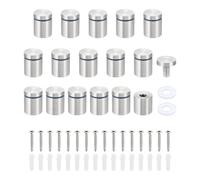 PATIKIL 1 x 1.2 inch Sign Standoff Screws, 16 Set Stainless Steel Wall Standoff Mounting Hardware Advertising Glass Nail for Hanging Acrylic Picture Frame Acrylic Panel, Silver