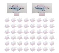 PATIKIL 1 x 1 Inch Adhesive Base Sign Holder, 50 Pcs Mini Sneeze Guard Holder Acrylic Panels Holder for Fastening and Lining Up Tags Cards Photos, Transparent