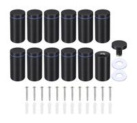 PATIKIL 1 x 2 Inch Sign Standoff Screws, 12 Set Stainless Steel Wall Standoff Mounting Hardware Advertising Glass Nail for Hanging Acrylic Picture Frame Acrylic Panel, Black