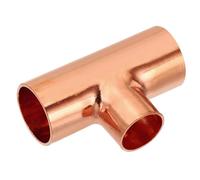 PATIKIL 1" x 3/4" x 1" ID Reducing Tee Copper Fitting, 2pcs 99.9% 3 Way Pure Copper Pipe Tube Connector Adapter Reducer with Sweat Solder Connection for HVAC Refrigeration System
