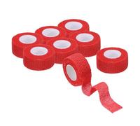 PATIKIL 1" x 5 Yard Bandage Wrap, 8Pcs Breathable Self Adhesive Elastic Bandage Wrap Roll Athletic Cohesive Tape for Wrists Knees Ankles Thighs Feet Sports Sprains Swelling, Red