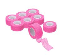PATIKIL 1" x 5 Yard Bandage Wrap, 8Pcs Breathable Self Adhesive Elastic Bandage Wrap Roll Athletic Cohesive Tape for Wrists Knees Ankles Thighs Feet Sports Sprains Swelling, Bright Pink