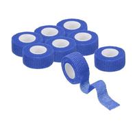 PATIKIL 1" x 5 Yard Bandage Wrap, 8Pcs Breathable Self Adhesive Elastic Bandage Wrap Roll Athletic Cohesive Tape for Wrists Knees Ankles Thighs Feet Sports Sprains Swelling, Dark Blue