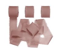PATIKIL 1" x 7 Yards Chiffon Silk Ribbon, 3 Rolls Handmade Fringe Fabric for Wedding Invitations, Bridal Bouquets, Gifts Wrapping Decoration, Deep Meat Pink