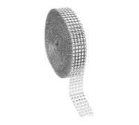 PATIKIL 1" x10 Yards Crystal Rhinestones Mesh Ribbon, 4mm 5 Row Diamond Ribbon Bling Wrap Rhinestone Strips for Crafts Wedding Party DIY Decoration Jewelry Making, Silver