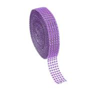 PATIKIL 1" x10 Yards Crystal Rhinestones Mesh Ribbon, 4mm 5 Row Diamond Ribbon Bling Wrap Rhinestone Strips for Crafts Wedding Party DIY Decoration Jewelry Making, Purple