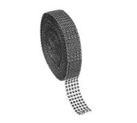 PATIKIL 1" x10 Yards Crystal Rhinestones Mesh Ribbon, 4mm 5 Row Diamond Ribbon Bling Wrap Rhinestone Strips for Crafts Wedding Party DIY Decoration Jewelry Making, Black