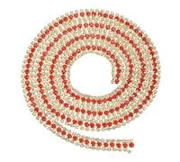 PATIKIL 1 Yard 3 Rows Crystal Rhinestone Close Chain Trim, Crystal Claw Cup Chain Trim String with Gold Base for Sewing Craft DIY Decoration Wedding Cake Bouquet, White/Red/White