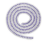 PATIKIL 1 Yard 3 Rows Crystal Rhinestone Close Chain Trim, Crystal Claw Cup Chain Trim String with Silver Base for Sewing Craft DIY Decoration Wedding Cake Bouquet, White/Dark Blue/White