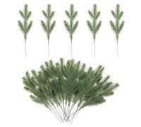 PATIKIL 10.2" Artificial Pine Branches, 30Pcs Faux Pine Leaves Fake Pine Needles Sprigs Greenery Plants for DIY Garland Christmas Home Decor, Dark Green