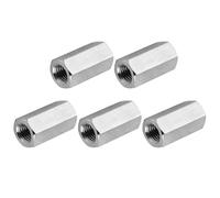 PATIKIL 10#-32 UNF 304 Stainless Steel Hex Coupling Nuts, 5 Pcs 16mm / 0.63" Length Fully Threaded Rod Coupling Nut Studding Connector Fasteners, Silver Tone