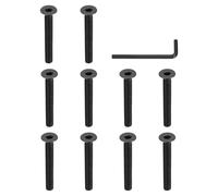 PATIKIL #10-32 x 1-1/2 Inch Flat Head Socket Cap Screws, 10 Pcs Flat Countersunk Bolts Hex Socket Drive Machine Screws Full Thread Coarse Thread UNC with Hex Spanner Black Oxide Grade 10.9