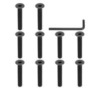 PATIKIL #10-32 x 1-1/4 Inch Flat Head Socket Cap Screws, 10 Pcs Flat Countersunk Bolts Hex Socket Drive Machine Screws Full Thread Coarse Thread UNC with Hex Spanner Black Oxide Grade 10.9