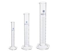 PATIKIL 10/50/100ml Graduated Cylinder, 3.3 Borosilicate Glass Measuring Cylinder Hex Base for Lab Experiment, Clear
