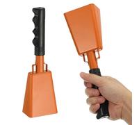PATIKIL 10" Cow Bells for Football Games, 2Pcs Cowbells for Sporting Events Bulk Loud Noise Makers Metal Cow Bell with Handle for Cheering Competition Marathon Wedding DIY, Orange