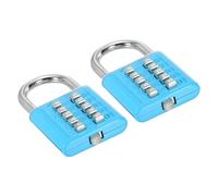 PATIKIL 10 Digit Button Combination Padlock, 2 Pack 5 Position Locking Mechanism Push Button Security Digital Lock for Gym Sports Locker Cabinet Toolbox, Blue