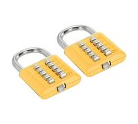 PATIKIL 10 Digit Button Combination Padlock, 2 Pack 5 Position Locking Mechanism Push Button Security Digital Lock for Gym Sports Locker Cabinet Toolbox, Yellow