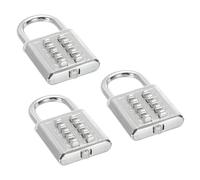 PATIKIL 10 Digit Button Combination Padlock, 3 Pack 5 Position Locking Mechanism Push Button Security Digital Lock for Gym Sports Locker Cabinet Toolbox, Silver Tone