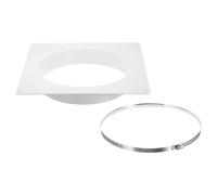 PATIKIL 10" Duct Connector Flange, Dryer Vent Wall Plate Square to Round Straight with Ducting Clamp for Air Heating Cooling Ventilation Exhaust Fan, White