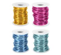 PATIKIL 10 Gauge 2.5mm Aluminum Craft Wire, 32.8Ft 4 Roll Metal Wire Armature Bendable Wire for Jewelry Making Metal Wrap DIY, Steel Blue/Dark Pink/Light Blue/Yellow