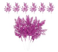 PATIKIL 10 Inch Artificial Pine Needles, 24 Pcs Glitter Pine Stems Christmas Branches Fake Floral Twig Leaves Faux Cedar Picks Sprays for Tree Bouquet Wedding Greenery Decor, Rose Red
