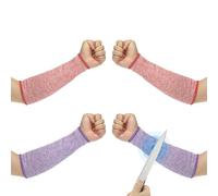PATIKIL 10 Inch Cut Resistant Sleeve, 2 Pairs Arm Safety Protectors Sleeves Forearm Sleeve HPPE Level 5 Protection for Thin Skin and Bruising, XS, Purple/Red