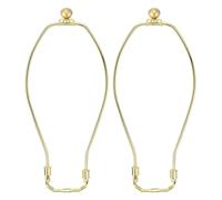 PATIKIL 10 Inch Lamp Harp Kit with 17.5mm Solid Brass Ball Finial, 2 Set Heavy Duty Bracket with Standard Saddle & Finial Detachable Shade Holder for Table Floor Lamps, Gold