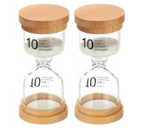PATIKIL 10 Minute Sand Timer, 2 Pcs Wooden Sand Watch High Borosilicate Glass Sandglass Sand Clock for Games, Classroom, Kitchen, Office, Home Decoration, White
