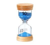 PATIKIL 10 Minute Sand Timer, Wooden Sand Watch High Glass Sandglass Timer for Living Room Kitchen Home Office Restaurant Decoration, Blue
