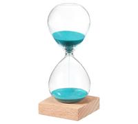 PATIKIL 10 Minutes Sand Timer, Sand Watch with Wood Base Hour Glass Sandglass Timer Clock for Living Room Home Office Restaurant Decoration, Bright Blue
